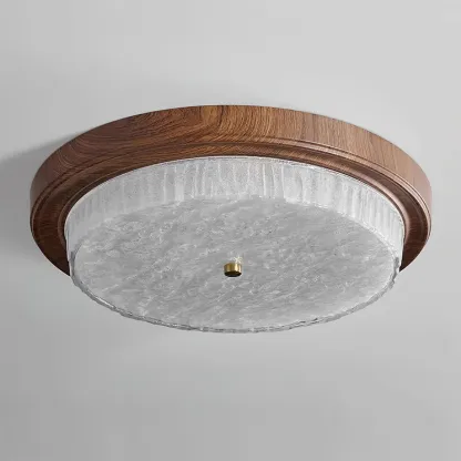 Ozawa Rippling Water Wood Round Ceiling Light Bedroom Dining Room