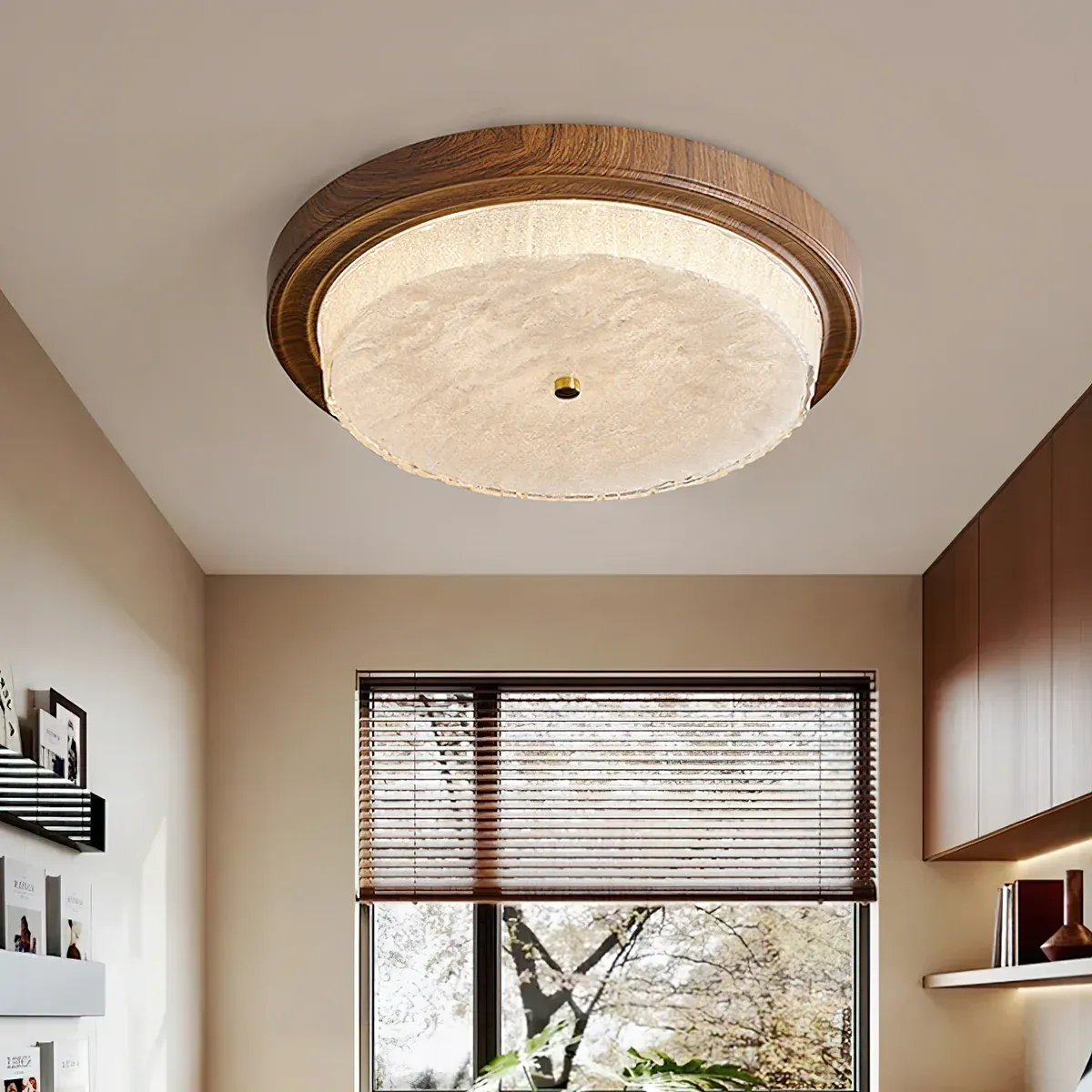 Rustic round ceiling light in interior design
