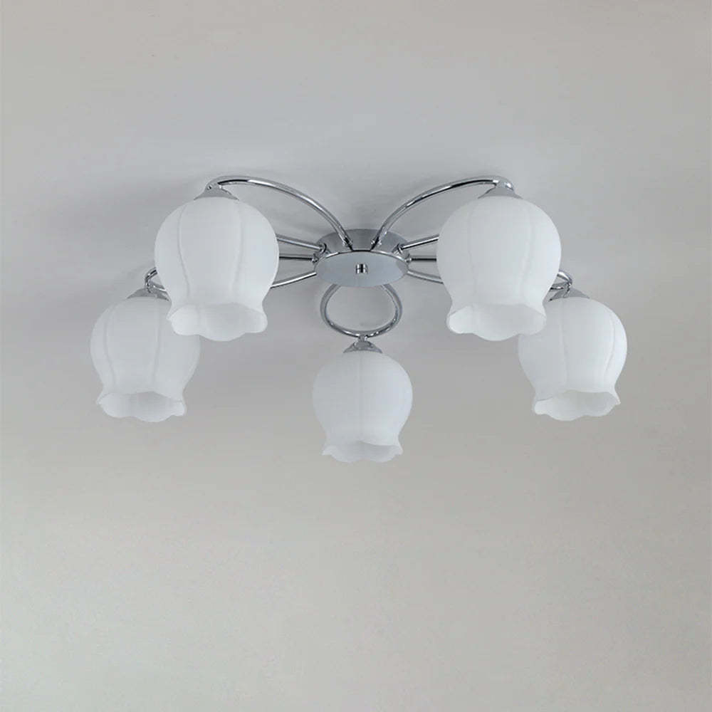 Lily Industrial LED Ceiling Light with Flower-Shaped Shades