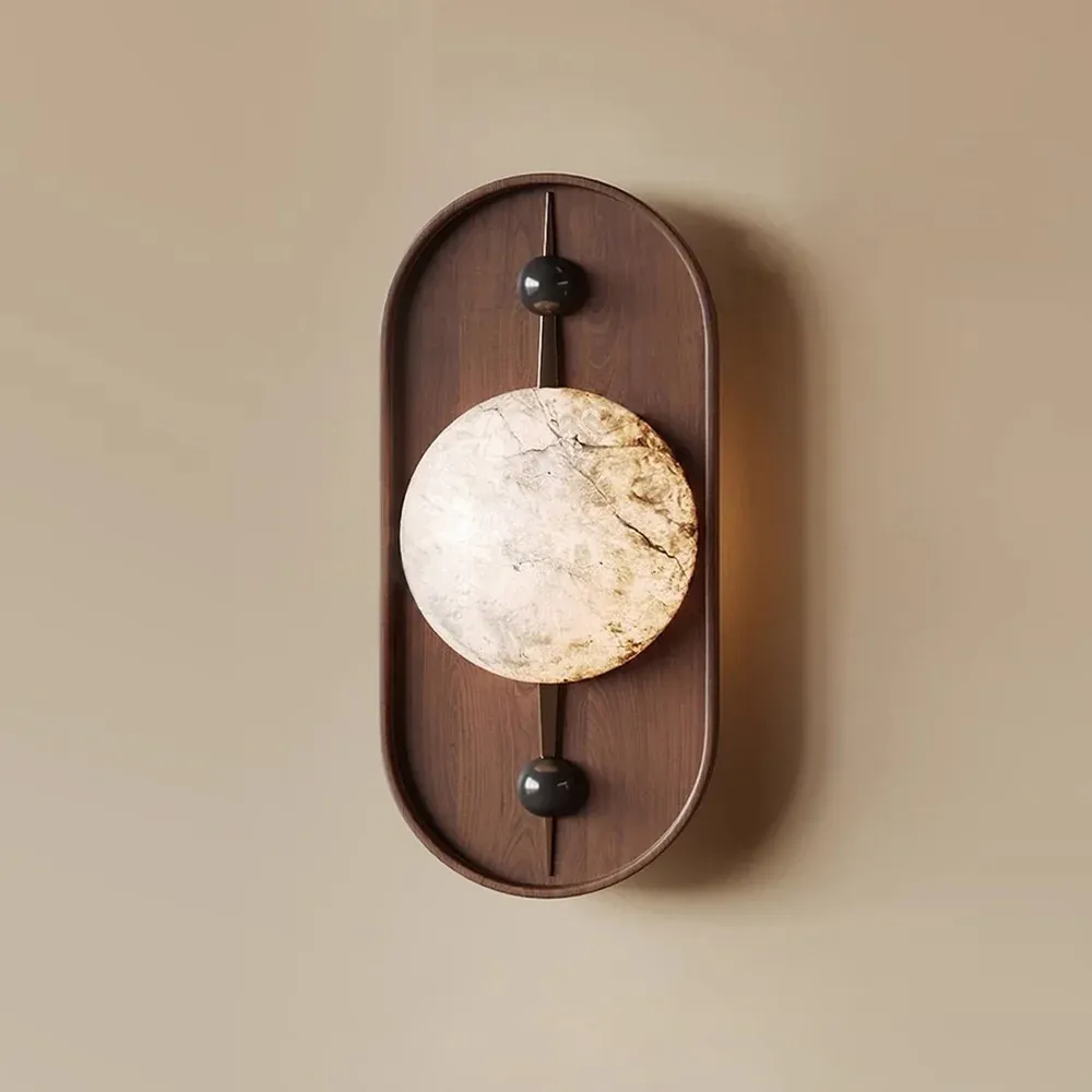 Muto Wall Lamp: Resin Globe and Wood Frame
