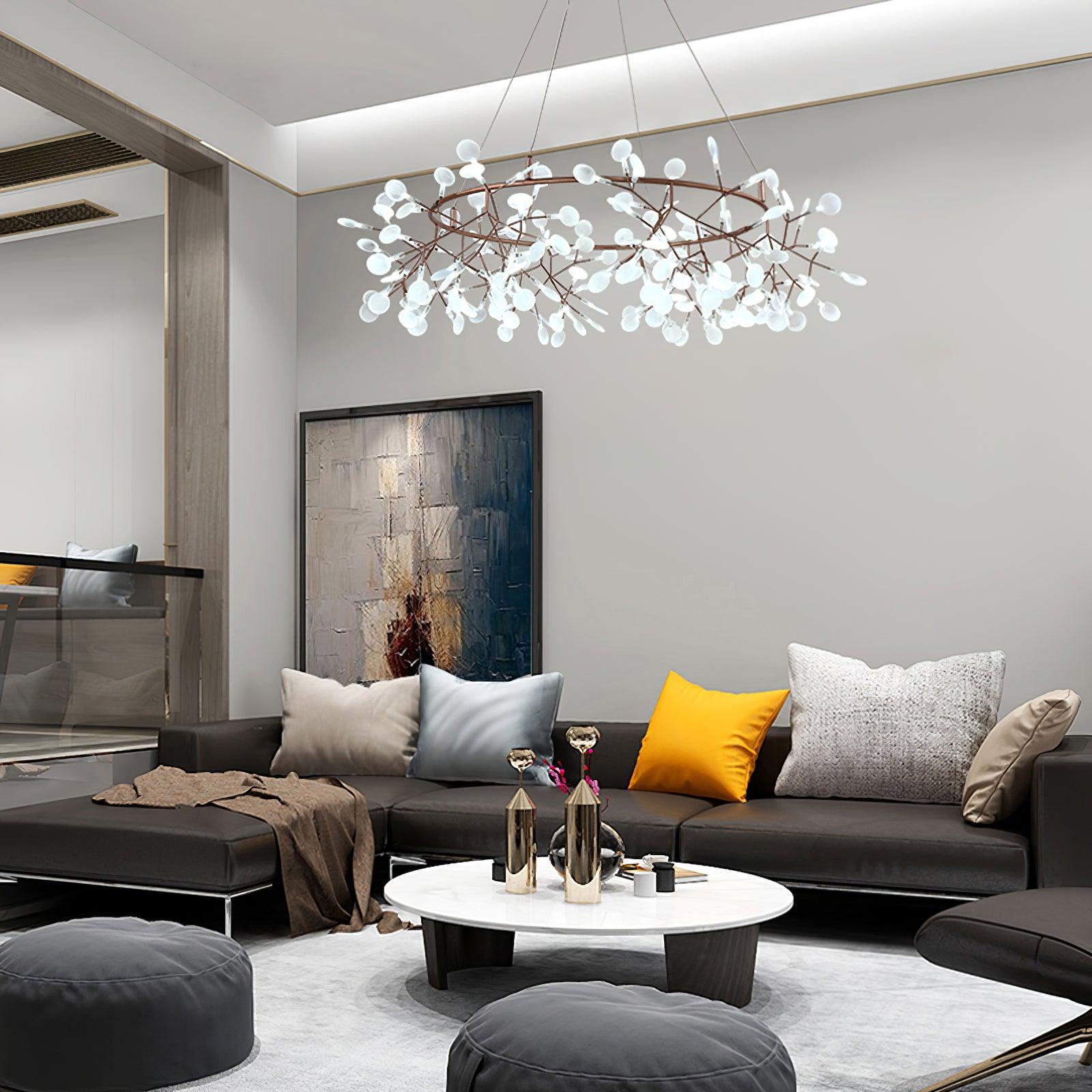 Modern living room with Olivia Sputnik chandelier