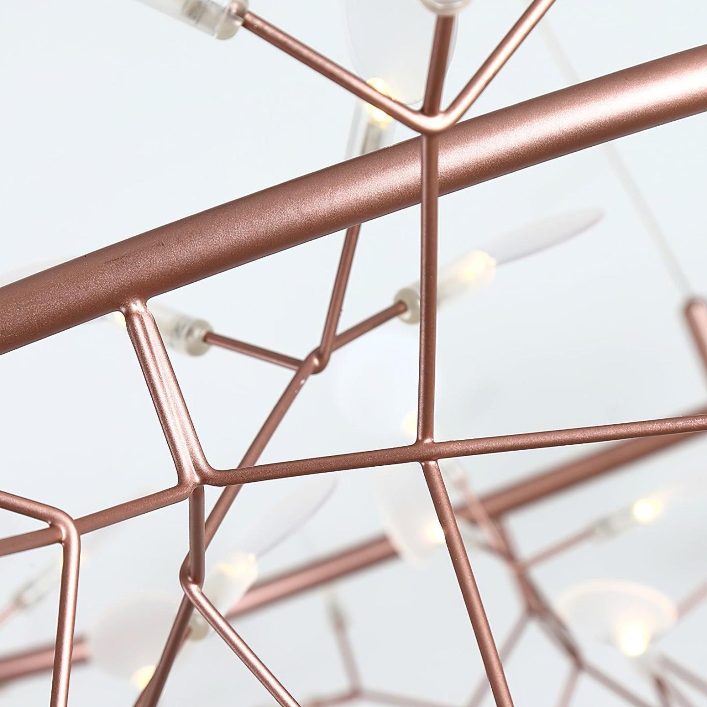 Olivia Chandelier Detail: Copper finish, modern art deco