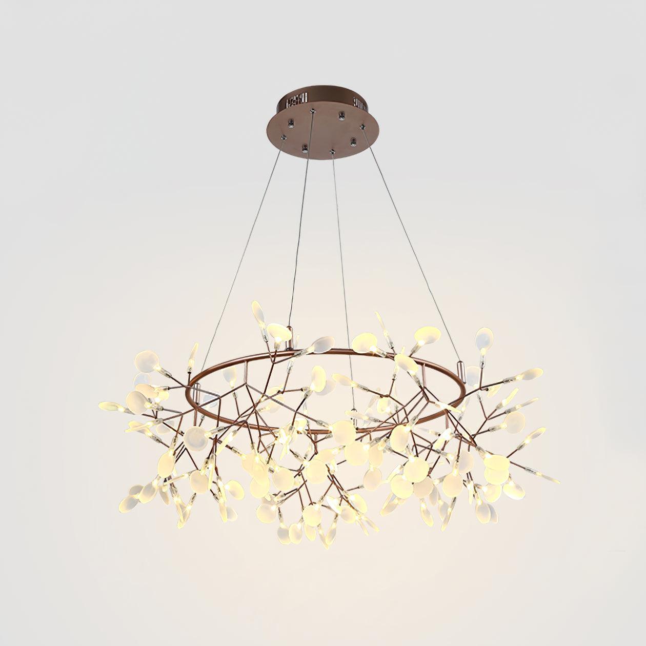 Olivia Sputnik firefly chandelier with leaf accents