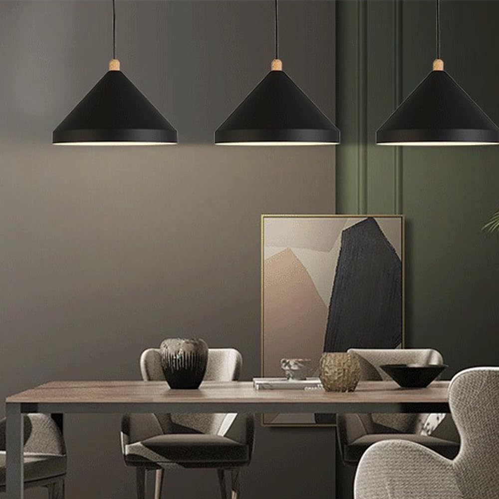 Black Hailie pendant lights over dining table