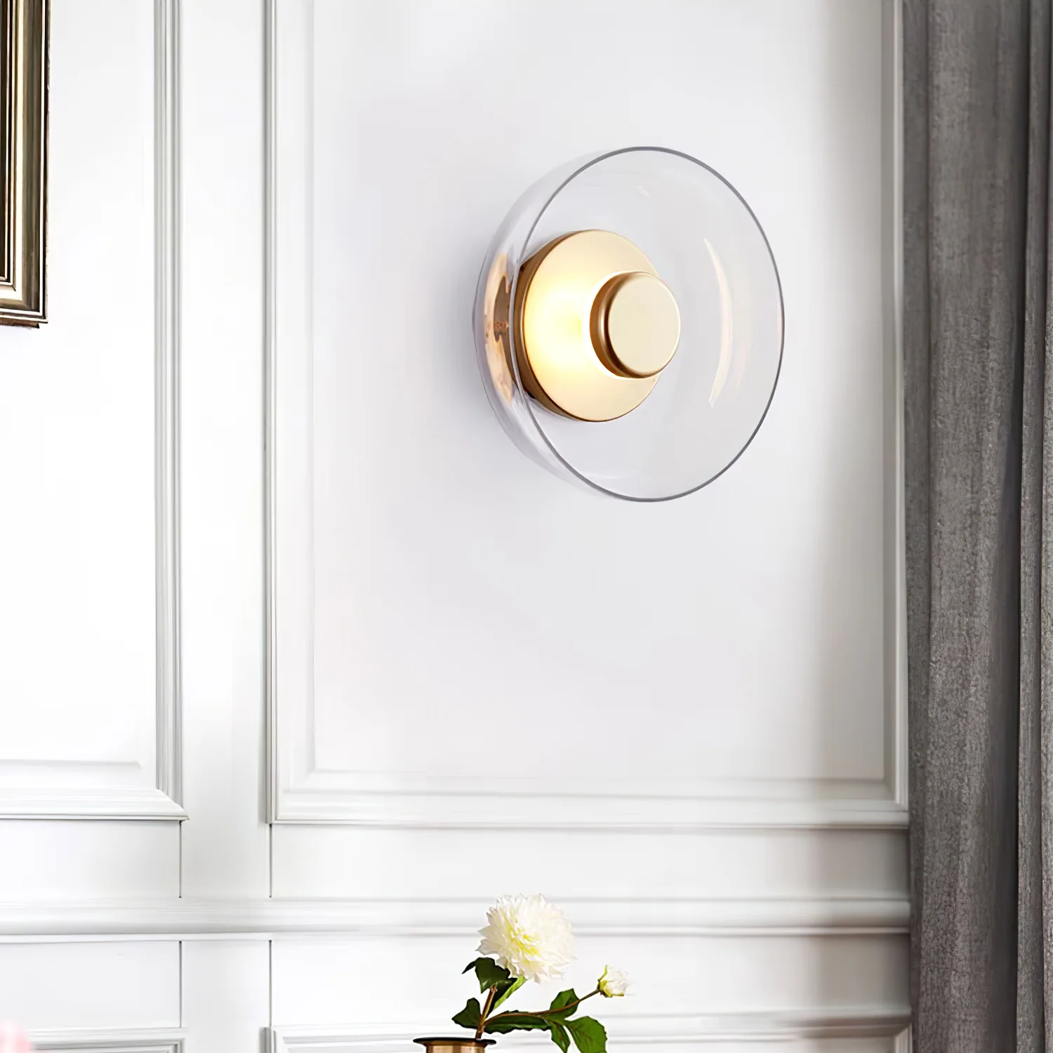 Hailie Modern Round Bowl Glass Wall Light Shades Bedroom Hallway