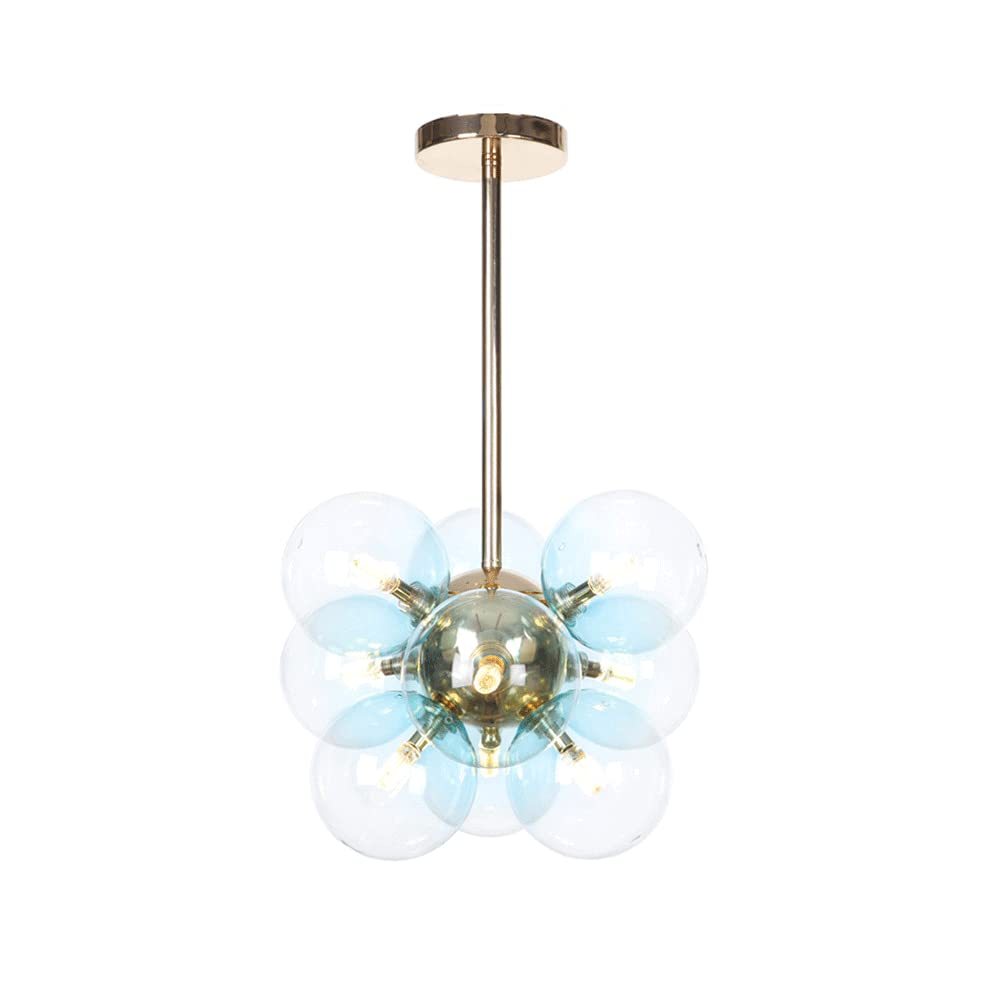 Valentina Round Pendant Light with blue glass spheres