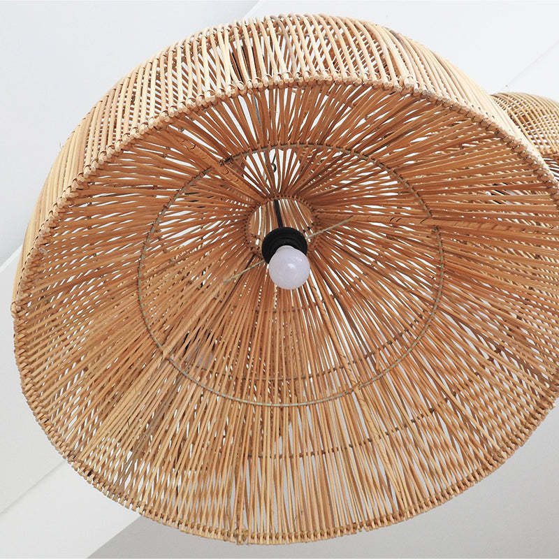Close-up view of Muto rattan pendant light