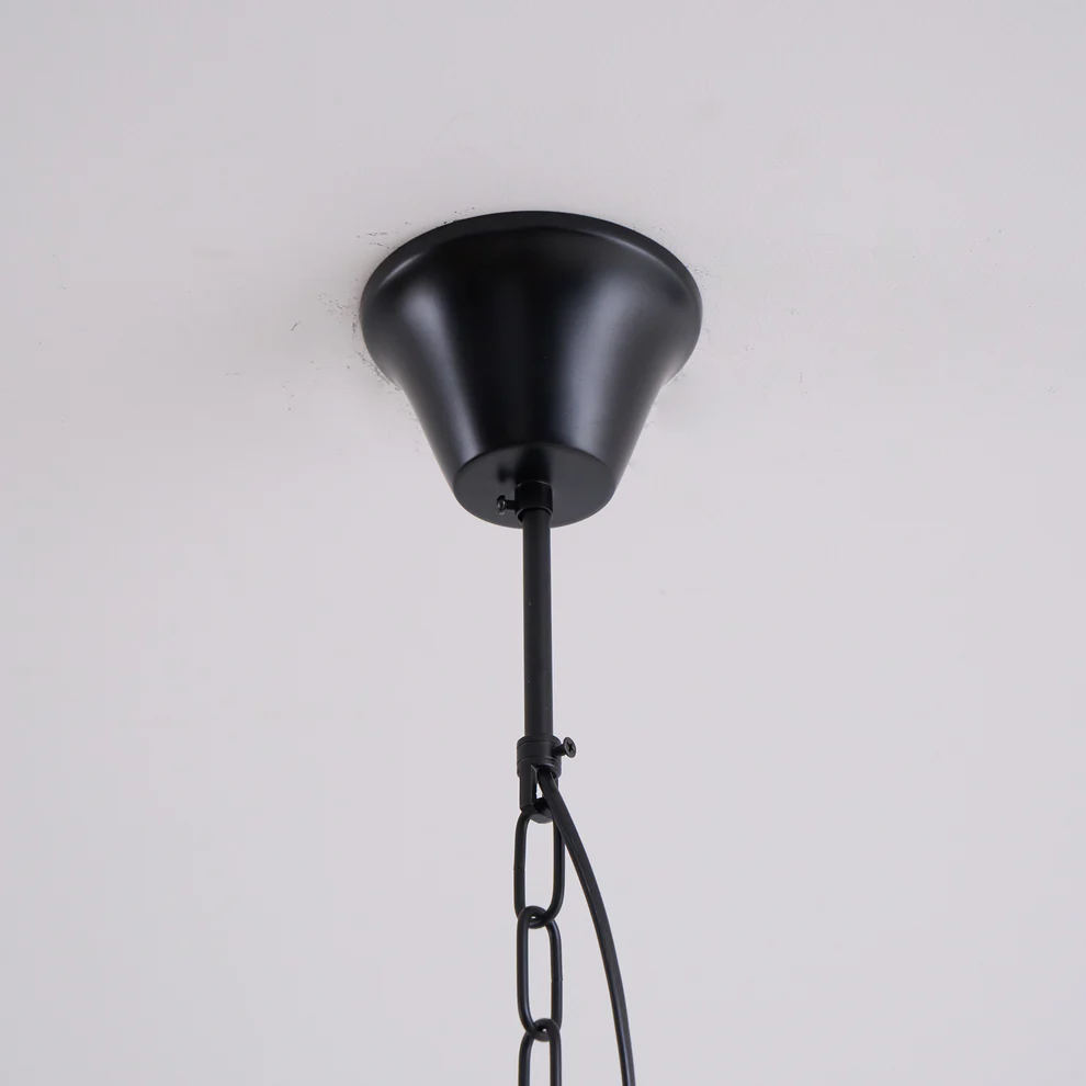 Alessio Vintage Glass Metal Black Pendant Light Dining Room Bedroom
