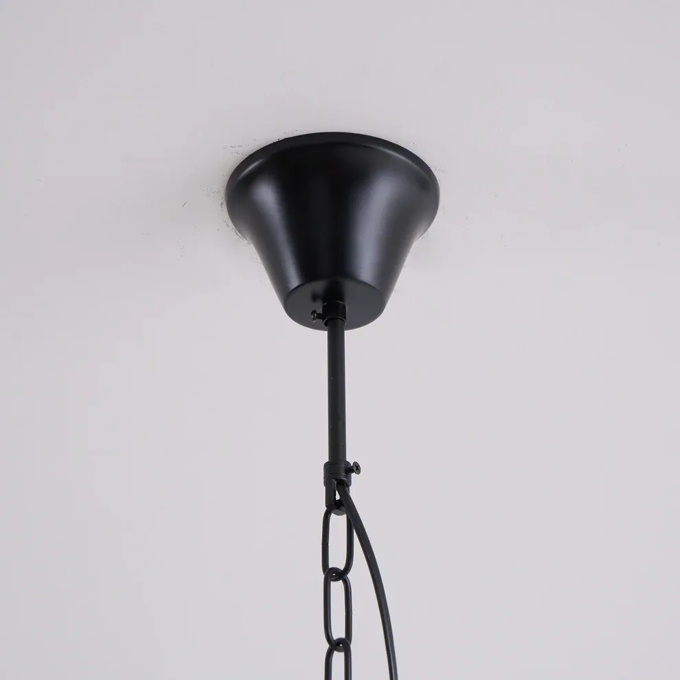 Alessio Vintage Glass Metal Black Pendant Light Dining Room Bedroom