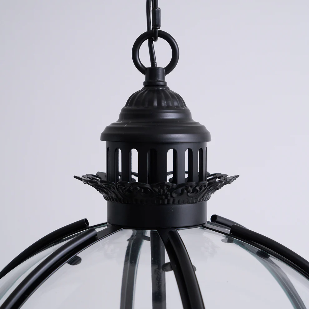 Alessio Vintage Glass Metal Black Pendant Light Dining Room Bedroom
