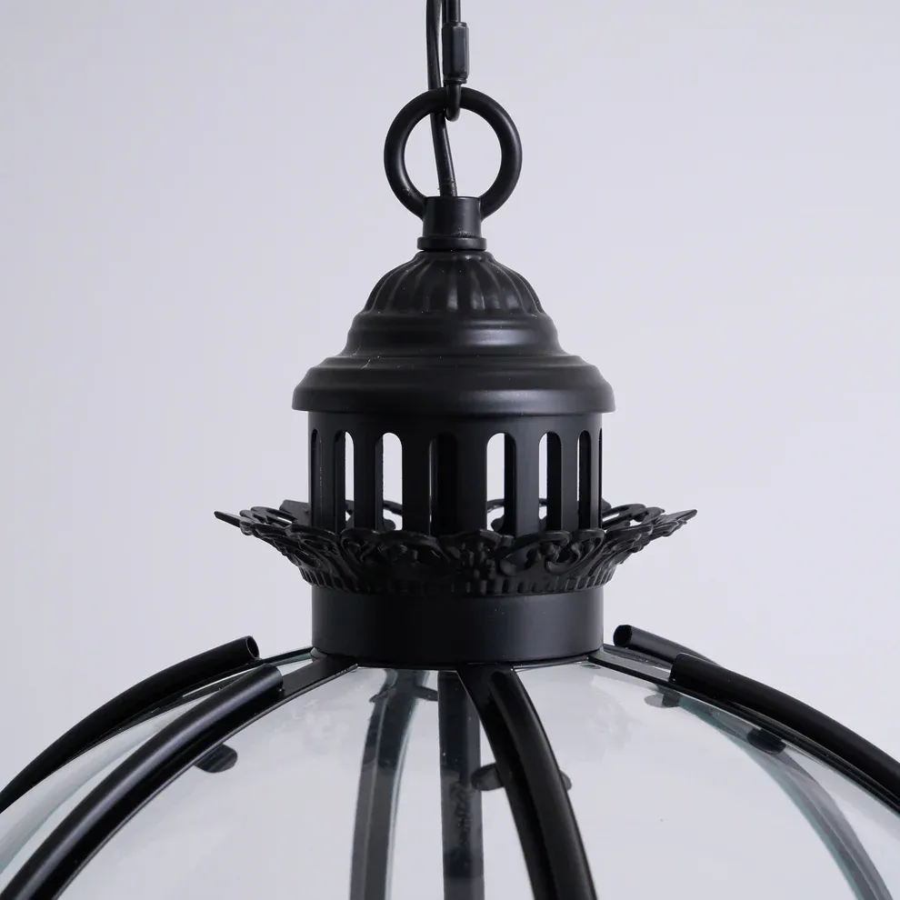 Alessio Vintage Glass Metal Black Pendant Light Dining Room Bedroom
