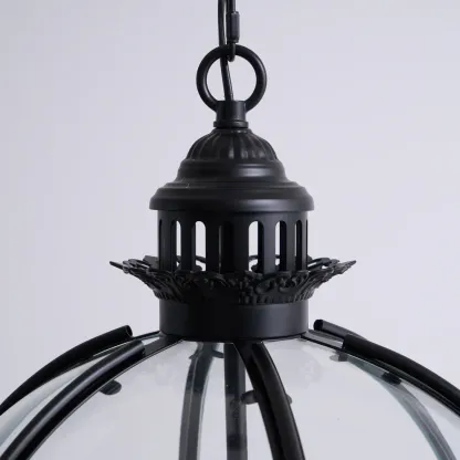 Alessio Vintage Glass Metal Black Pendant Light Dining Room Bedroom
