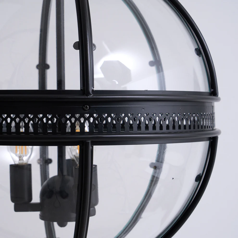 Alessio Vintage Glass Metal Black Pendant Light Dining Room Bedroom