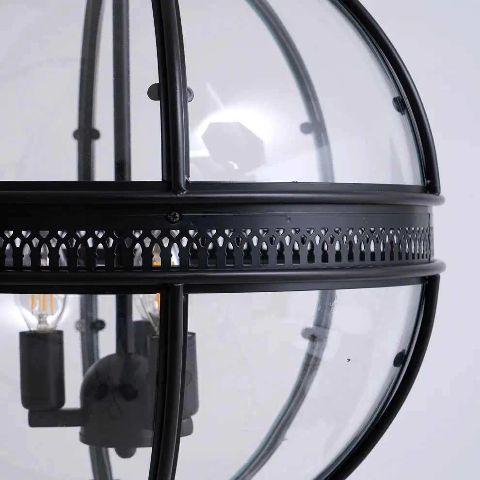 Alessio Vintage Glass Metal Black Pendant Light Dining Room Bedroom
