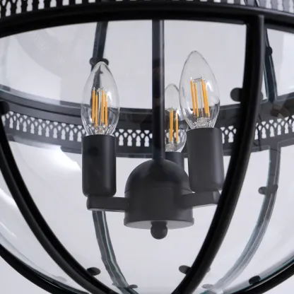 Alessio Vintage Glass Metal Black Pendant Light Dining Room Bedroom