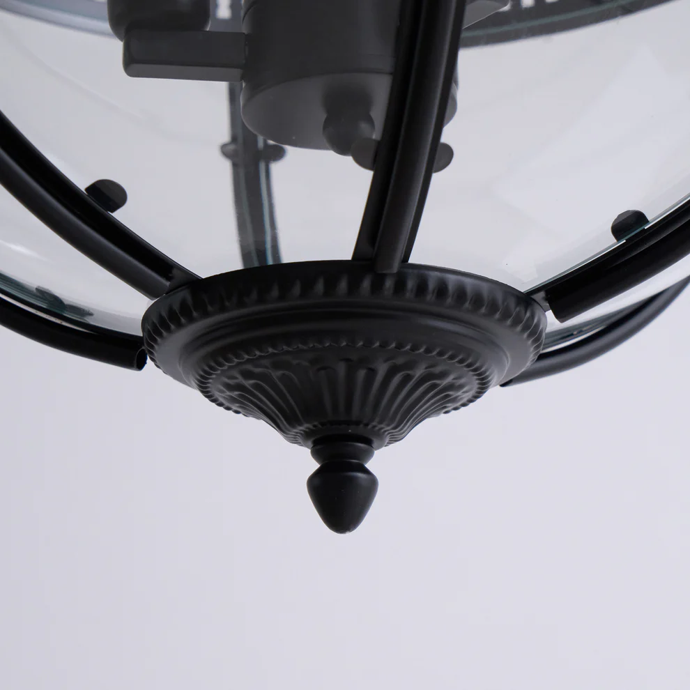 Alessio Vintage Glass Metal Black Pendant Light Dining Room Bedroom