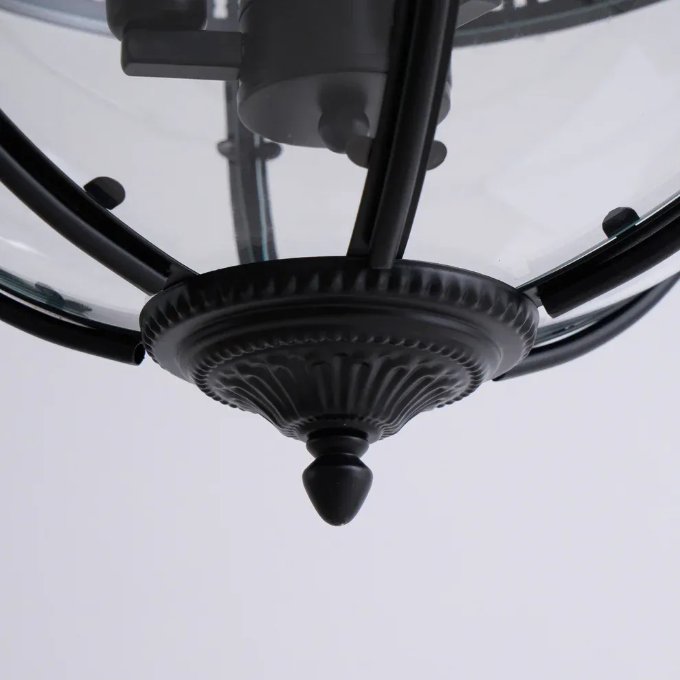 Alessio Vintage Glass Metal Black Pendant Light Dining Room Bedroom