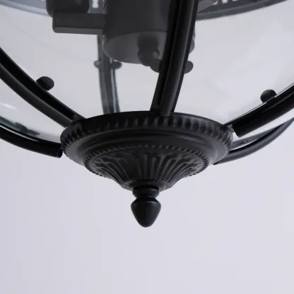 Alessio Vintage Glass Metal Black Pendant Light Dining Room Bedroom