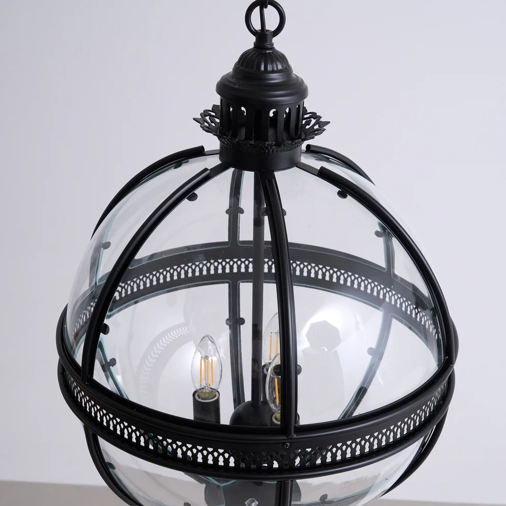 Alessio Vintage Glass Metal Black Pendant Light Dining Room Bedroom