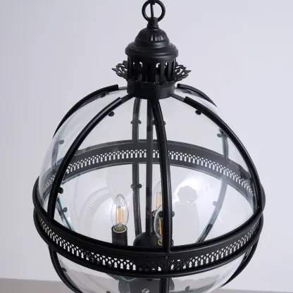 Alessio Vintage Glass Metal Black Pendant Light Dining Room Bedroom