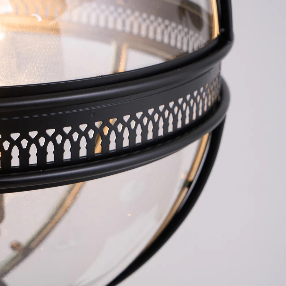 Alessio Vintage Glass Metal Black Pendant Light Dining Room Bedroom