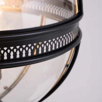 Alessio Vintage Glass Metal Black Pendant Light Dining Room Bedroom