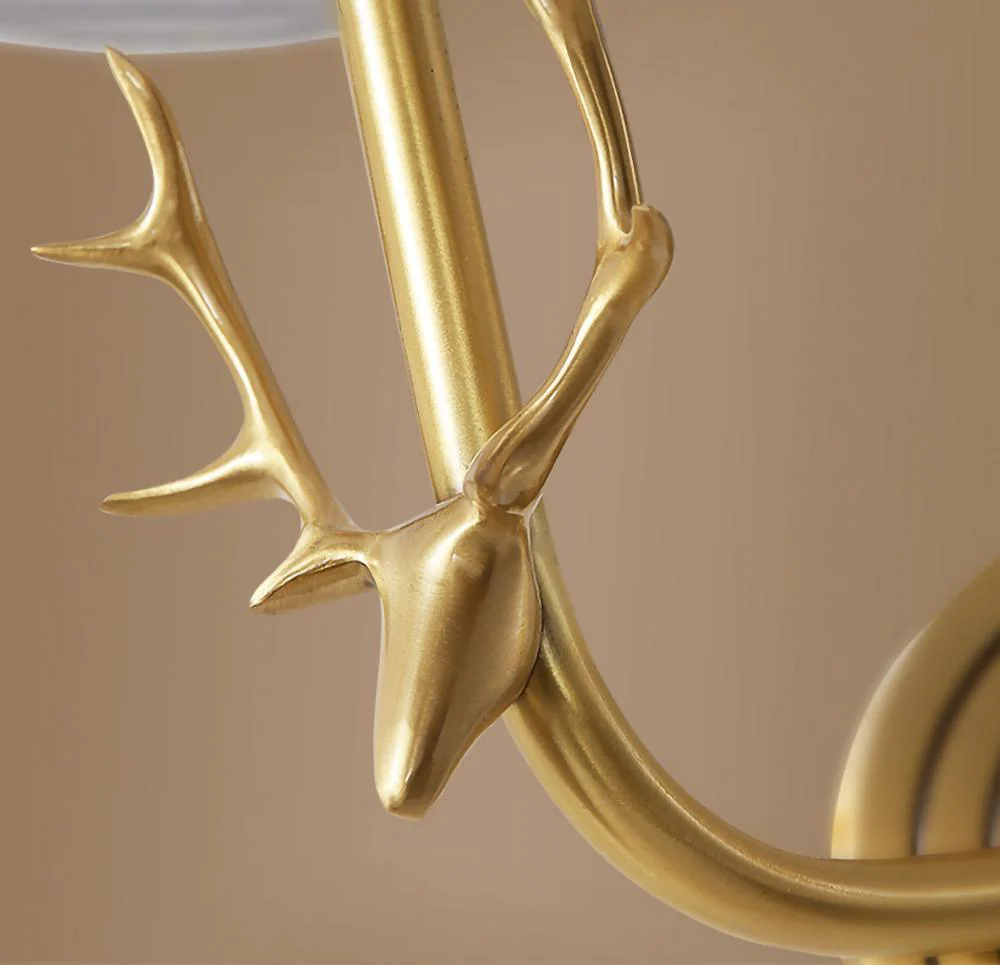 Alessio Vintage Brass Deer Head Fabric Wall Light Bedroom Hallway