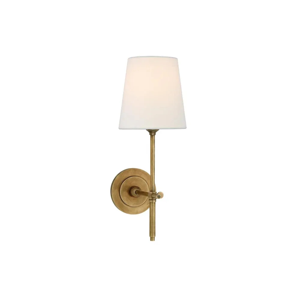 Austin Brass White Tapered Shade Wall Lamp