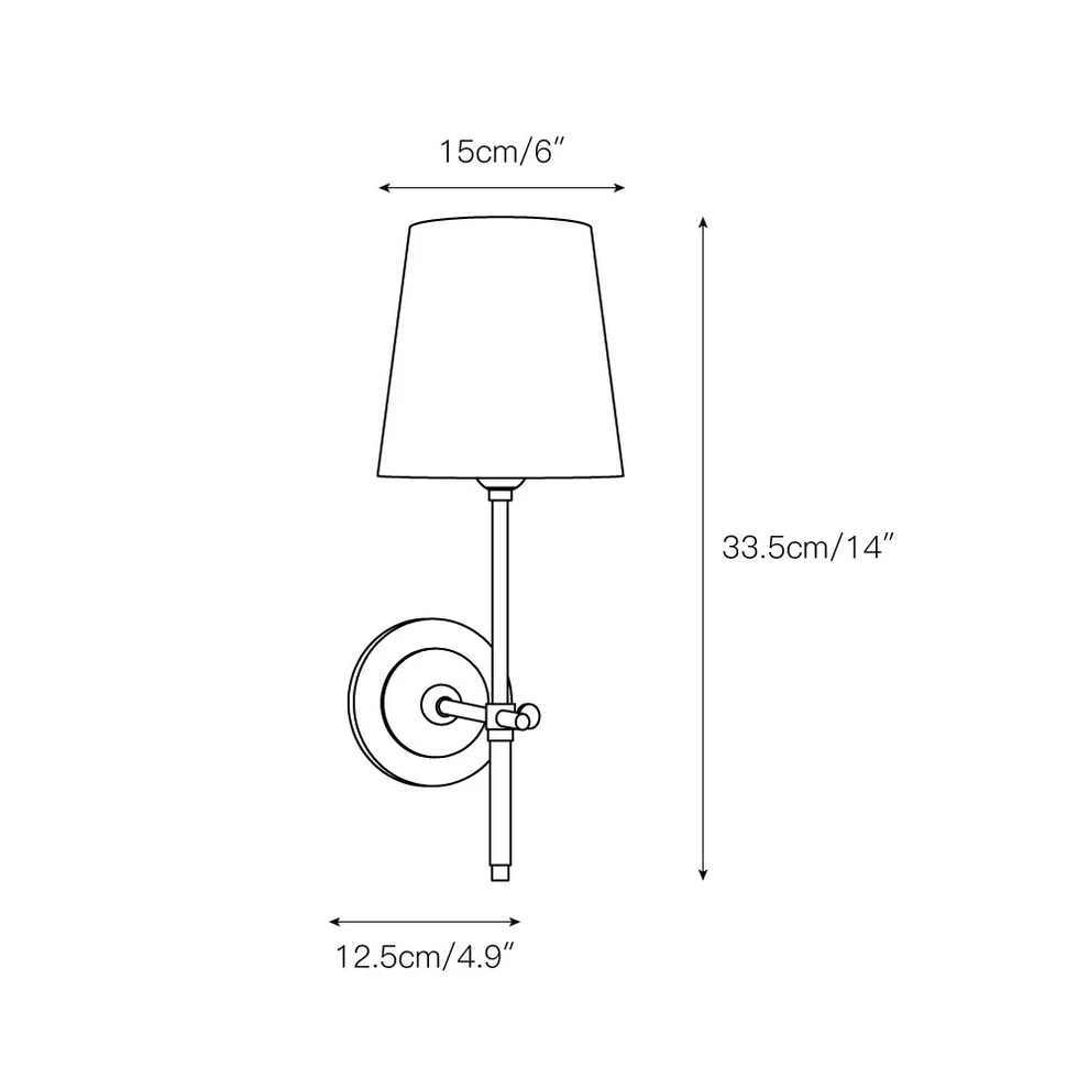 Austin Brass White Tapered Shade Wall Lamp