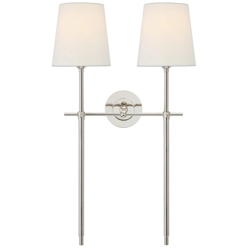 Austin Brass White Tapered Shade Wall Lamp