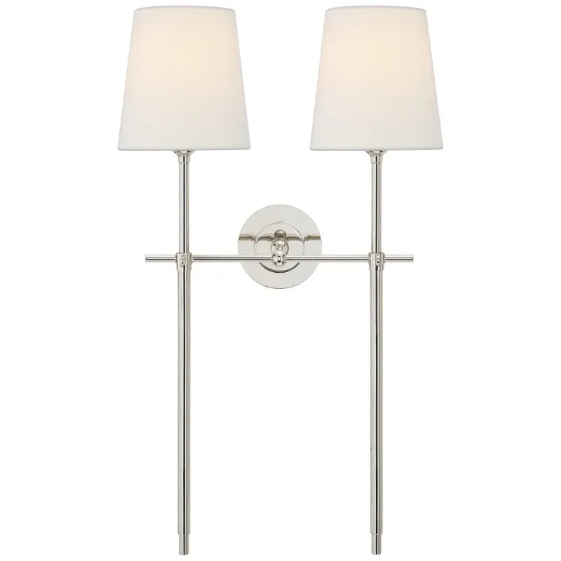 Austin Brass White Tapered Shade Wall Lamp