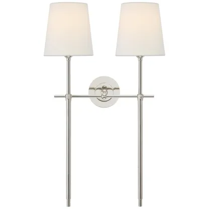 Austin Brass White Tapered Shade Wall Lamp