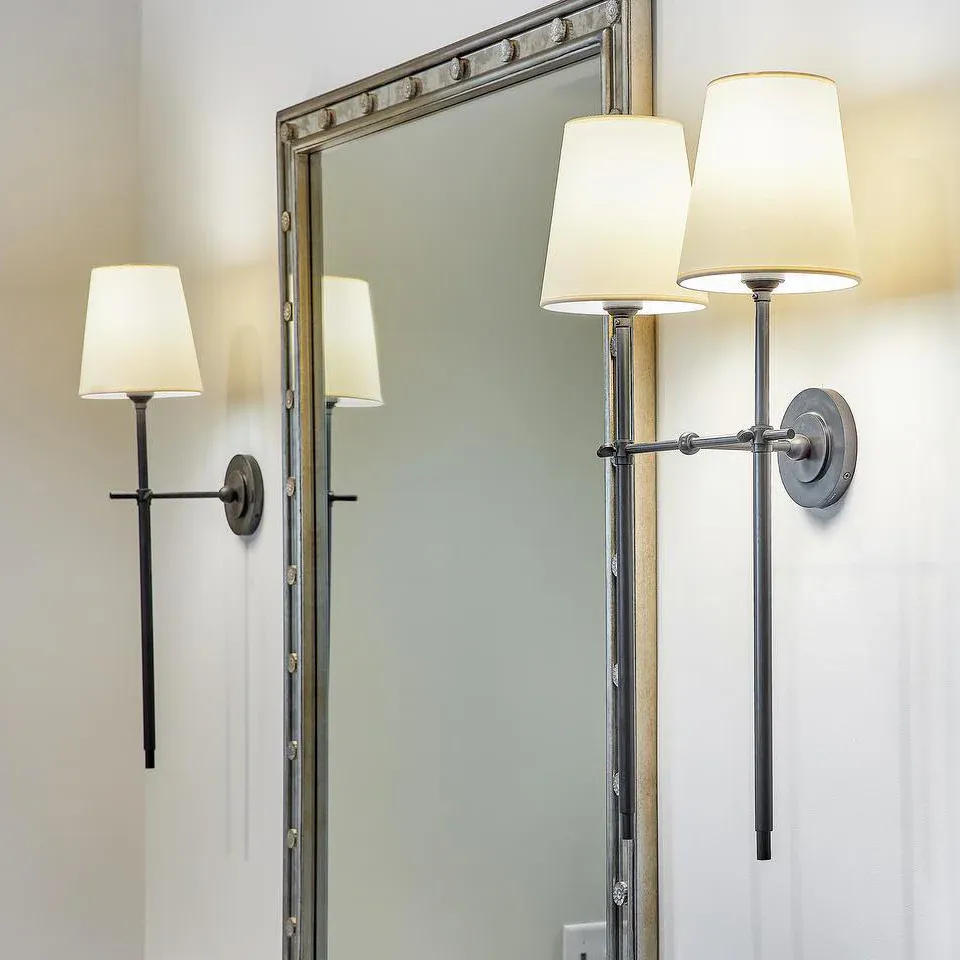 Austin Brass White Tapered Shade Wall Lamp