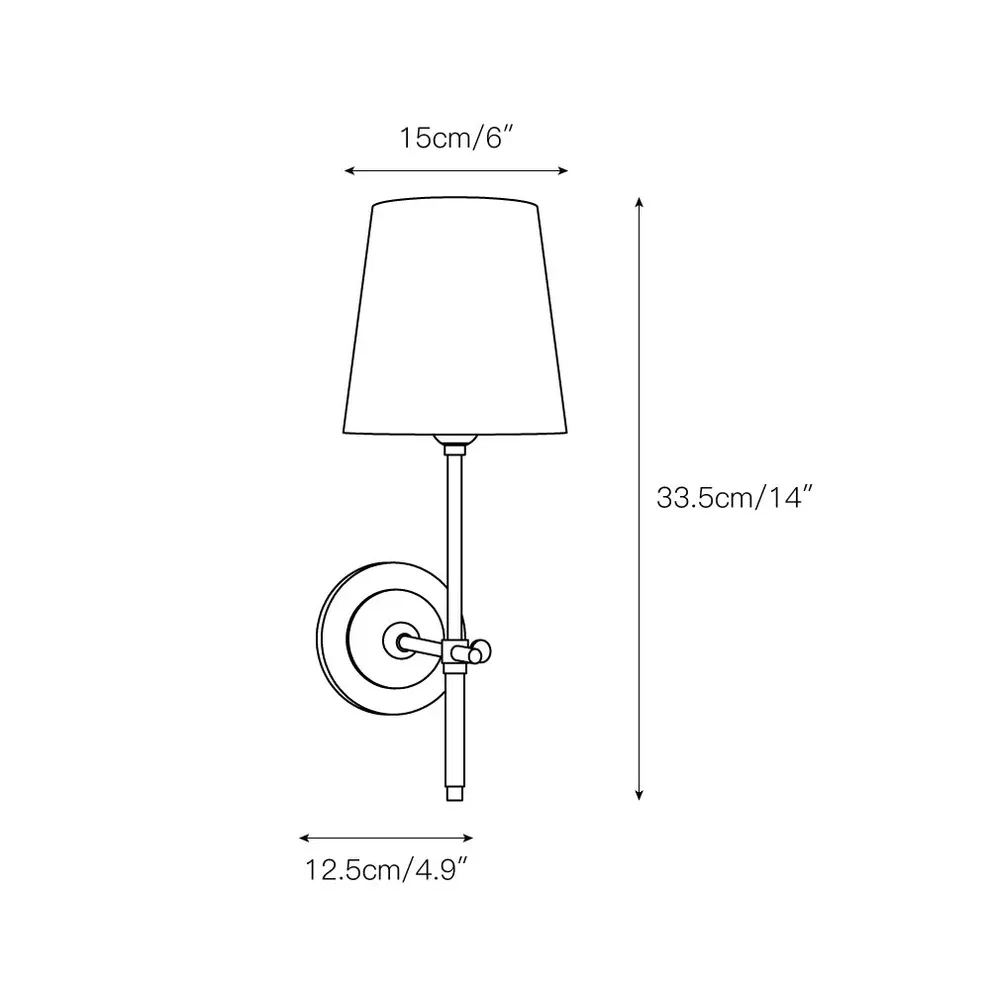 Austin Brass White Tapered Shade Wall Lamp