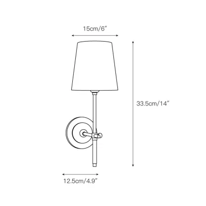Austin Brass White Tapered Shade Wall Lamp