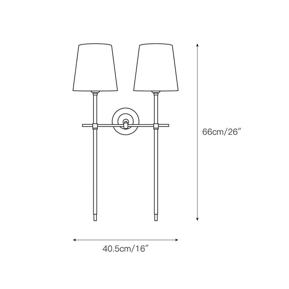 Austin Brass White Tapered Shade Wall Lamp