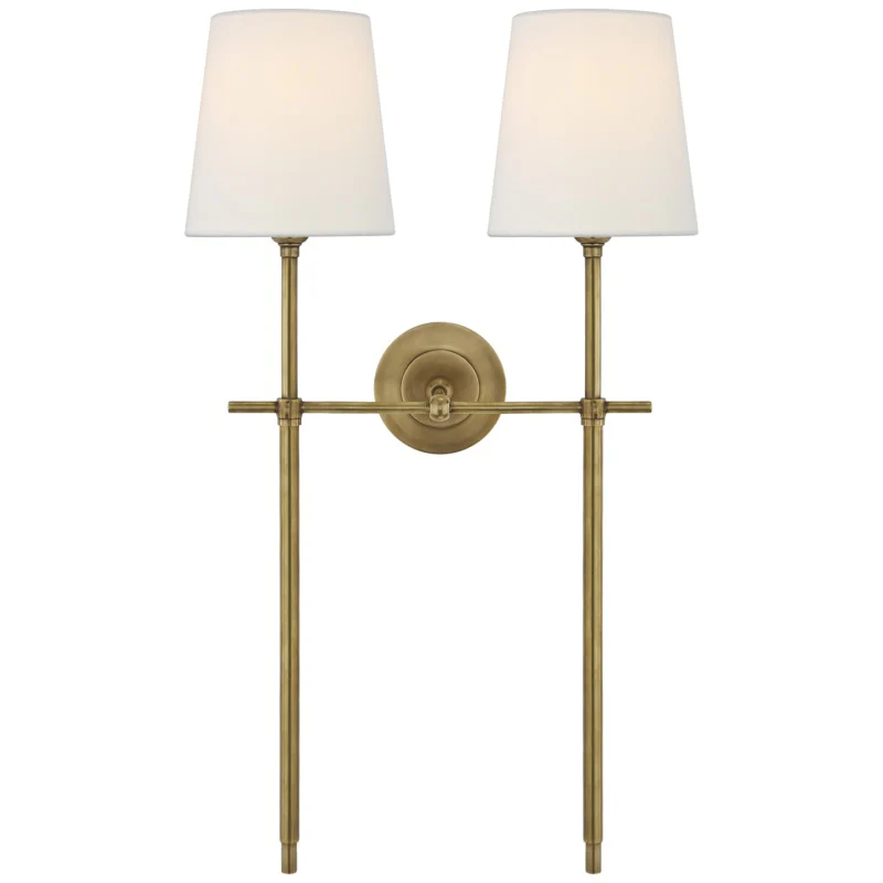 Austin Brass White Tapered Shade Wall Lamp