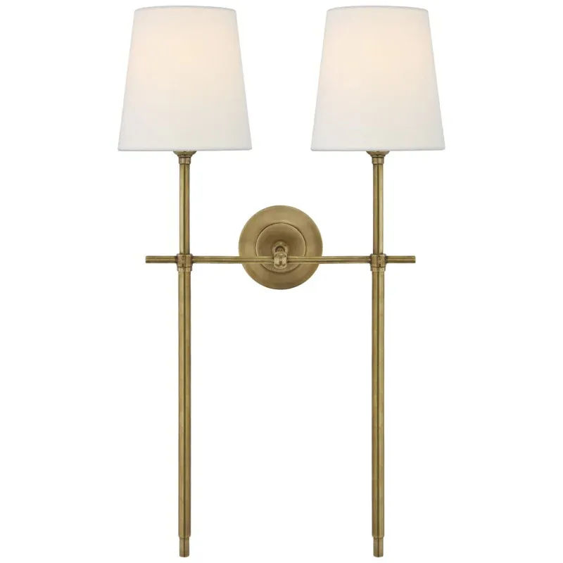 Austin Brass White Tapered Shade Wall Lamp