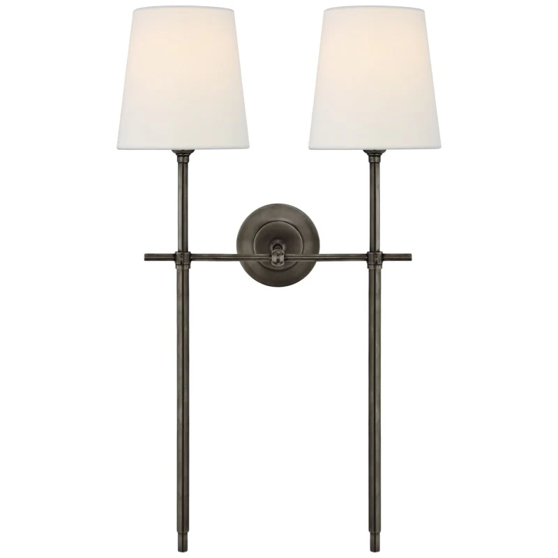 Austin Brass White Tapered Shade Wall Lamp