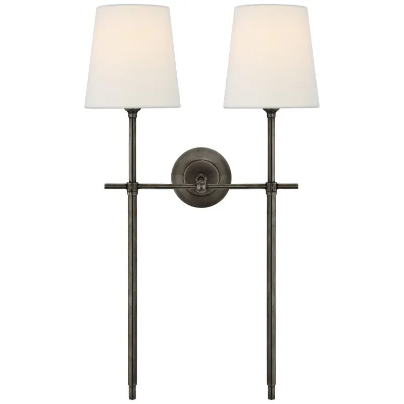 Austin Brass White Tapered Shade Wall Lamp