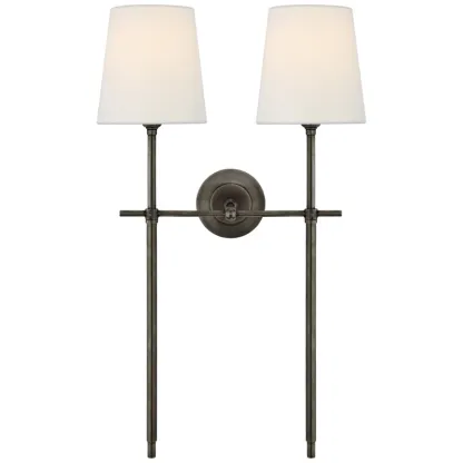 Austin Brass White Tapered Shade Wall Lamp