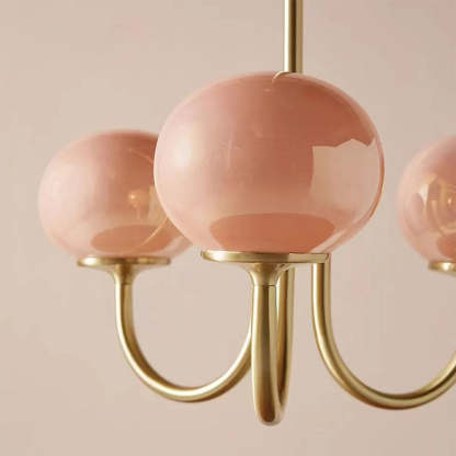Pink Globe Chandelier - Retro Art Deco Light