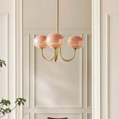 Pink Globe Art Deco Chandelier - Las Sola Lighting