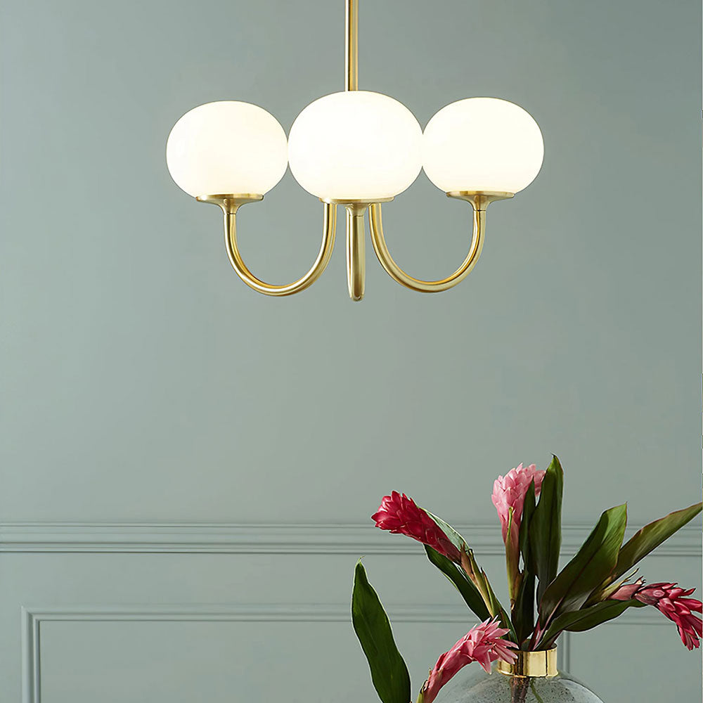 Art Deco Globe Chandelier with Brass Finish