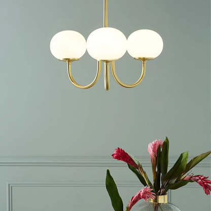 Art Deco Globe Chandelier with Brass Finish