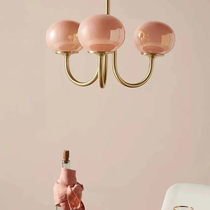 Pink Globe Art Deco Chandelier Lighting