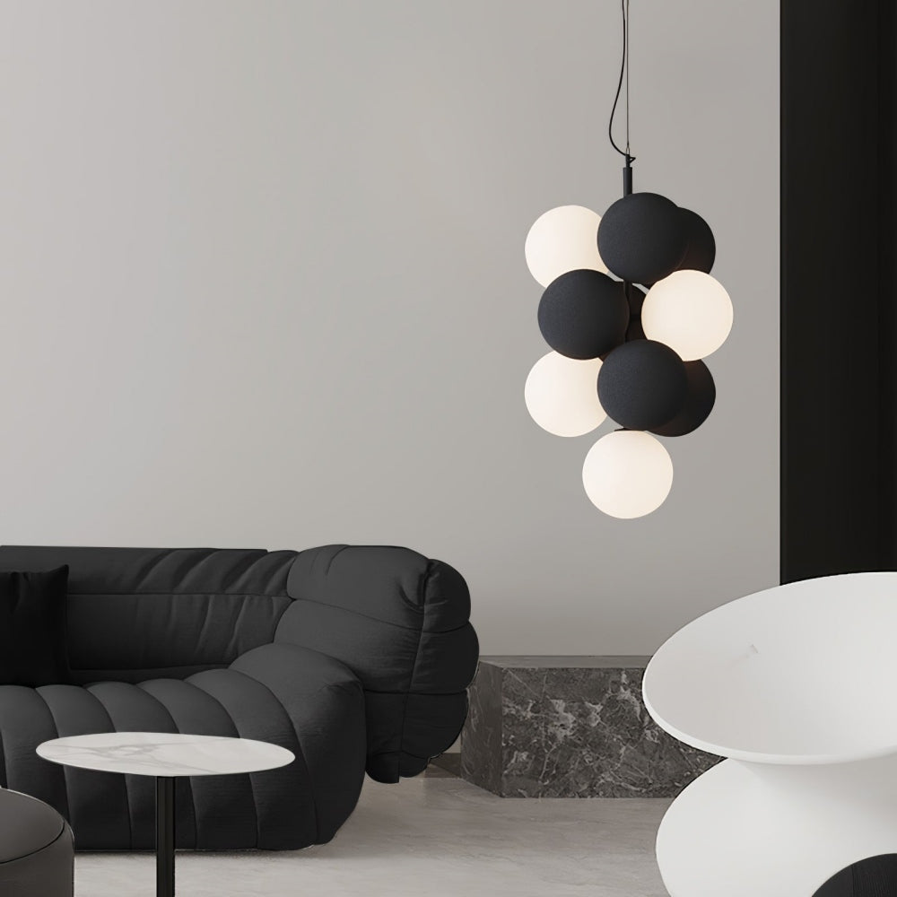 Modern living room with Morandi bubble pendant light