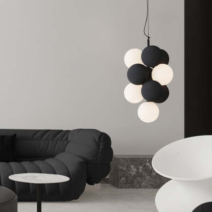 Modern living room with Morandi bubble pendant light