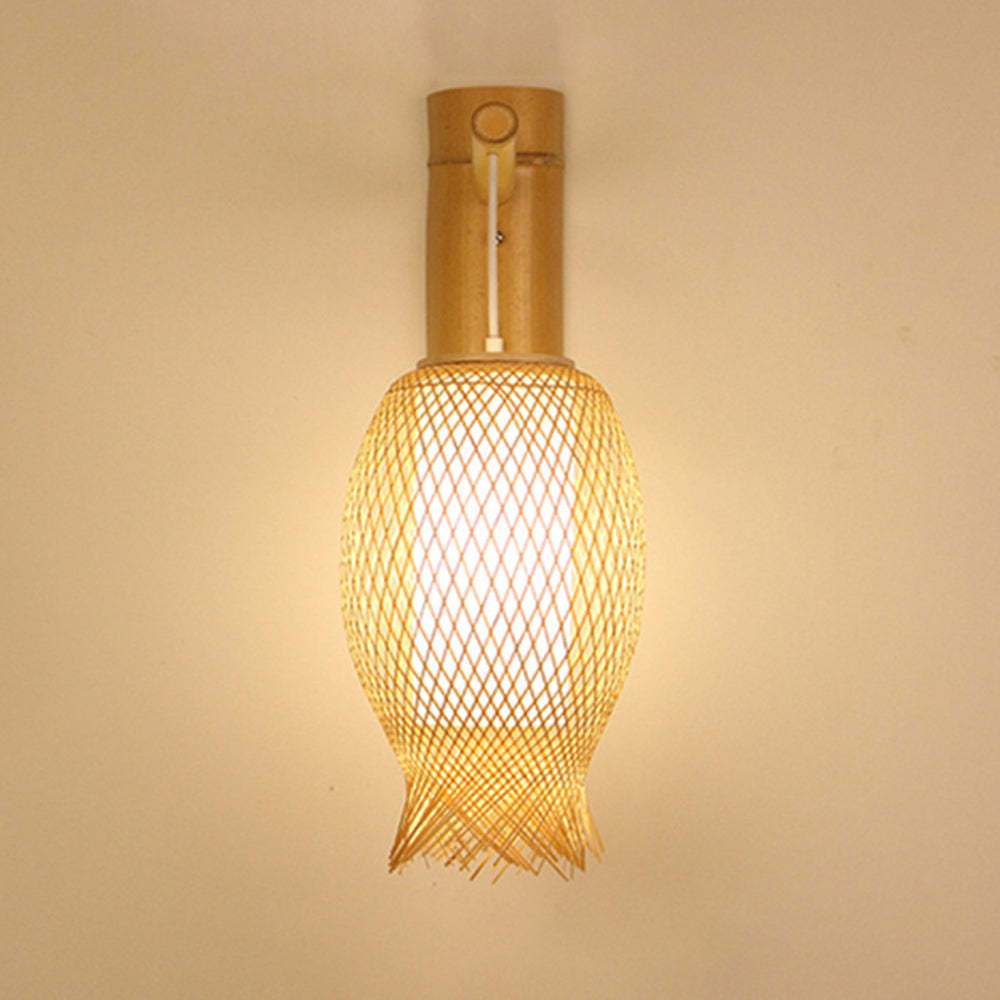 Ozawa rattan wall lamp, bamboo sconce, Las Sola