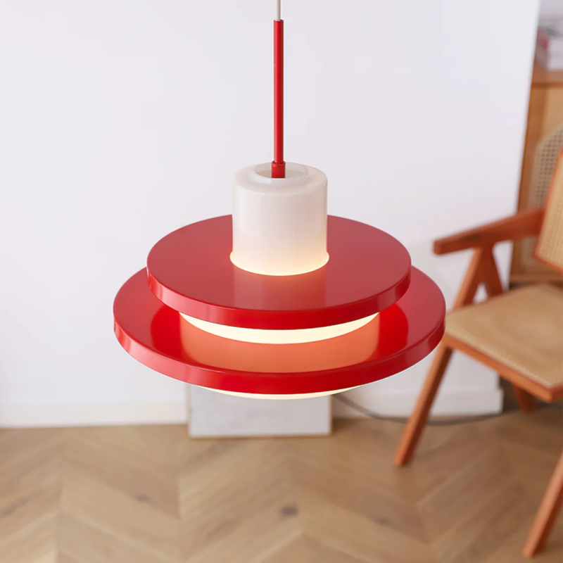 Red Hailie Bauhaus pendant light, modern interior design